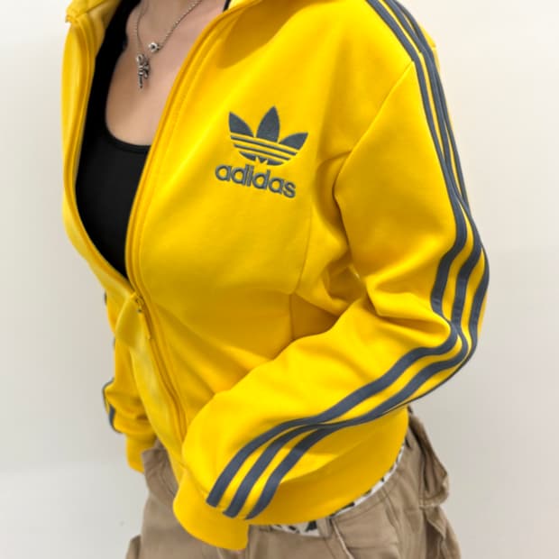 90s'Adidas 옐로우 삼선 집업