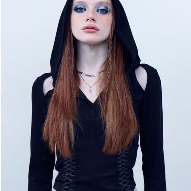 힐다 코르셋 크롭 후디