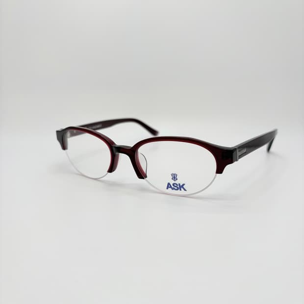 ASK 오벌형 레드 반뿔테 빈티지안경