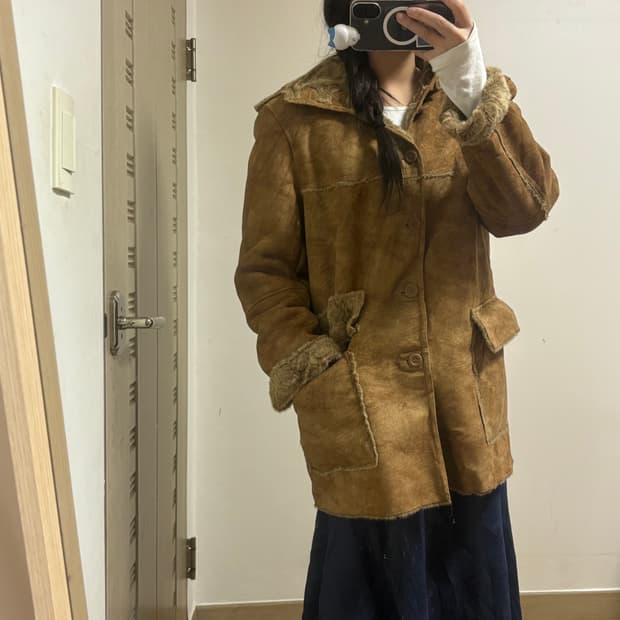 일본빈티지 후드 무스탕 