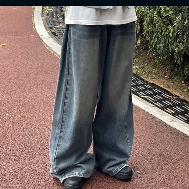 새상품 와이드 벌룬핏 데님 팬츠 진청L