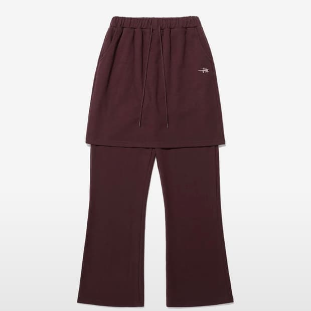 나이스고스트클럽 LOGO SWEAT LAYERED PANTS 버건디