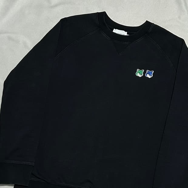 XL 메종키츠네 더블 모노크롬 폭스헤드패치 맨투맨