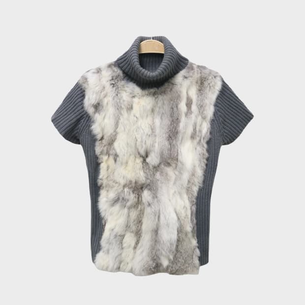 PANACEA RABBIT FUR 터틀넥 반팔 울 니트 63222