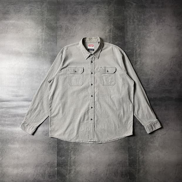 WRANGLER 랭글러 빈티지 그레이 코튼 워크셔츠 A00625