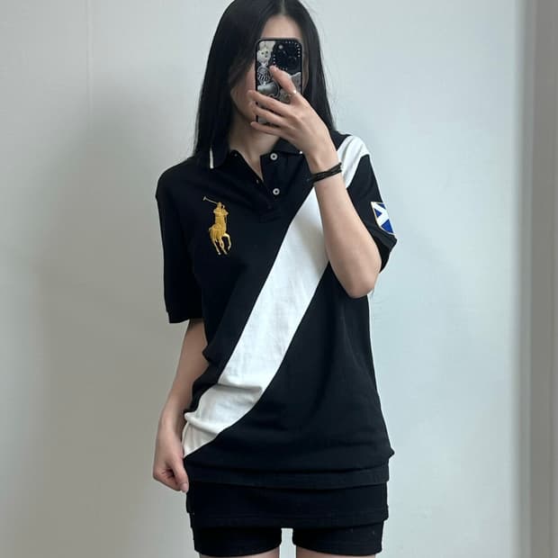 폴로 랄프로렌 빅포니 블랙 워치 반팔 피케 티셔츠