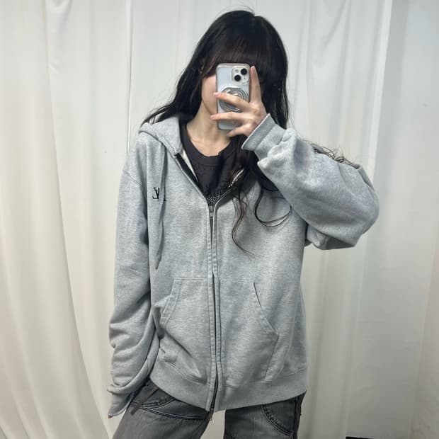 Wooalong Grey 2way Hoodie Zip-up 