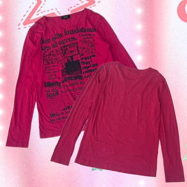 🎰팝갸루 프린팅 롱 슬리브🎰 긴팔 티셔츠 펑크 보헤비안 핫핑크 일본