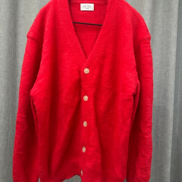 [All The] 앙고라 브이넥 가디건 - 레드