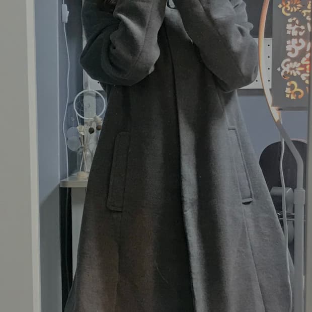 빈티지 회색코트 그레이코트 롱코트 밑단 꽃잎 디테일 일본 모리룩