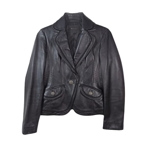 it MICHAA 리얼 램스킨 싱글 버튼 가죽 자켓