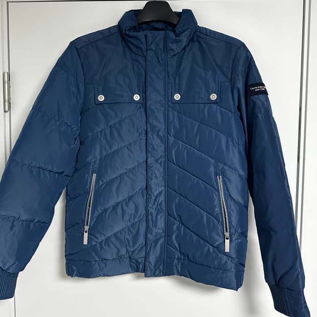 [캘빈클라인] 남성 블루 테크니컬 패딩 자켓