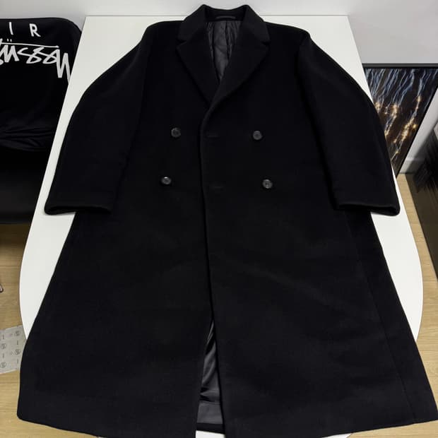 지오송지오 블랙 더블 버튼 롱 코트 95