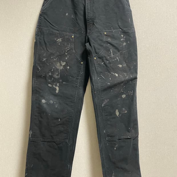 USA 빈티지 칼하트 더블니 38x36 블랙 디스트레스드