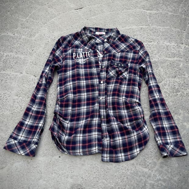 (Pinklatte)Studded check shirts