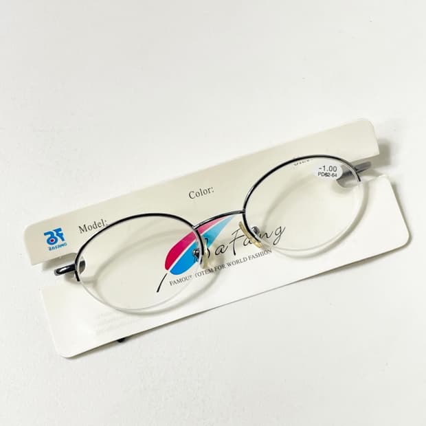 90s 홍콩제 Ba Fang 반무테 라운드 빈티지 안경