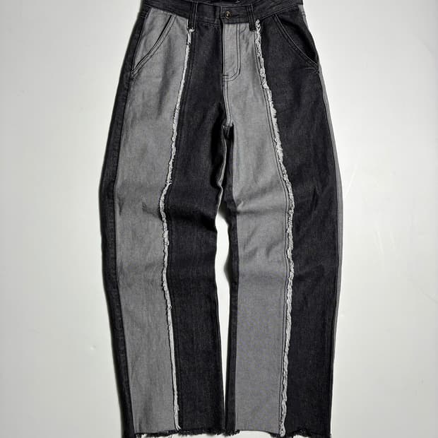 시티브리즈 21FW 컷팅 배색 와이드 데님 팬츠 R2363