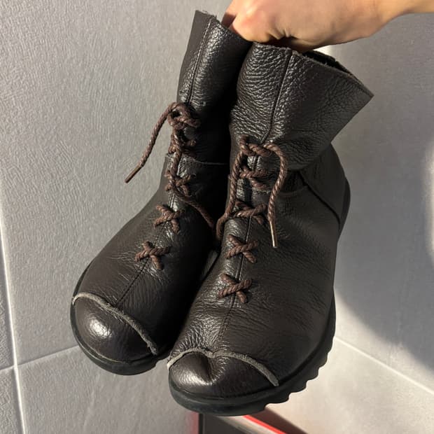 빈티지 레더 윈터 앵클부츠