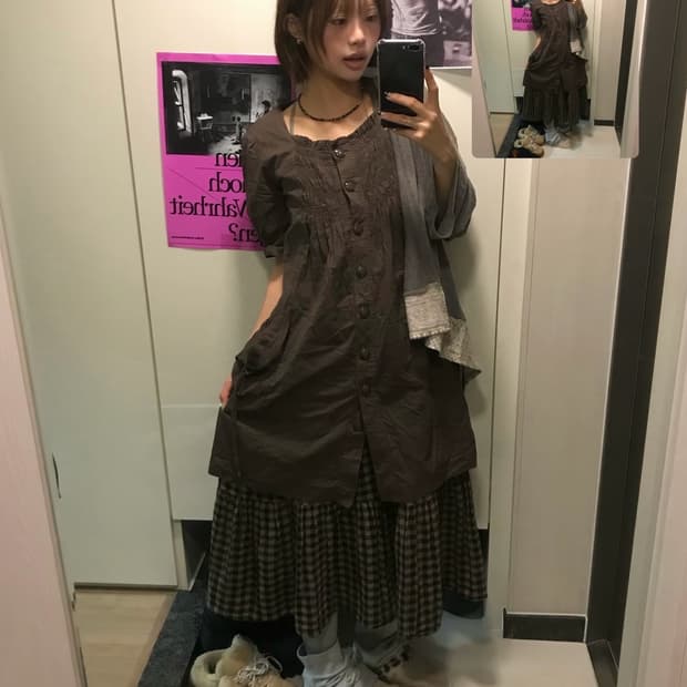 𖤐카키 브라운 모리걸 코디 Set  𖤐