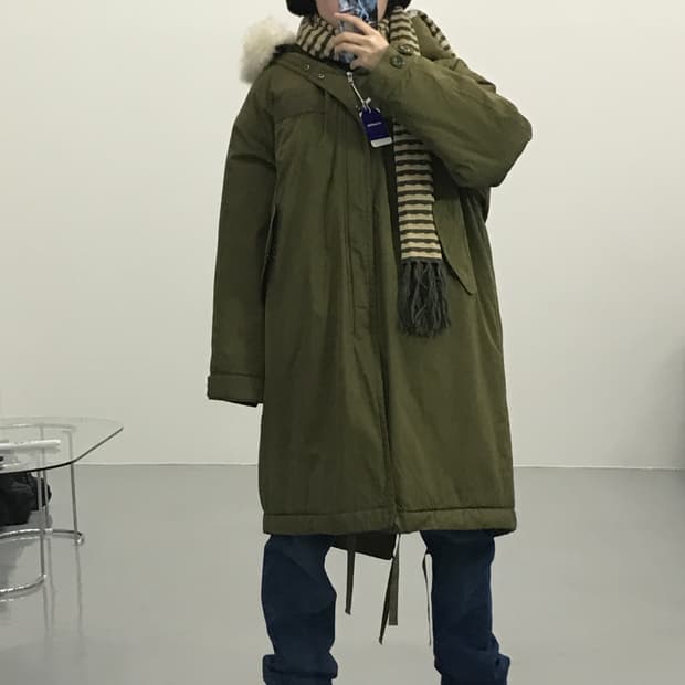 마우지 카키 퍼 야상자켓