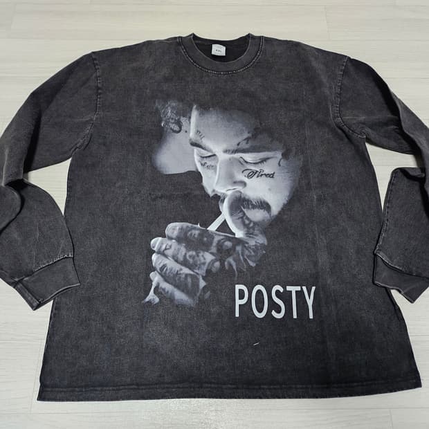 POSTY 빅프린팅 스톤워싱 오버사이즈 롱슬리브티셔츠