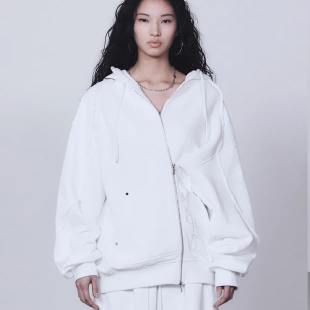 트리밍버드 지퍼 피니싱 후드집업 화이트