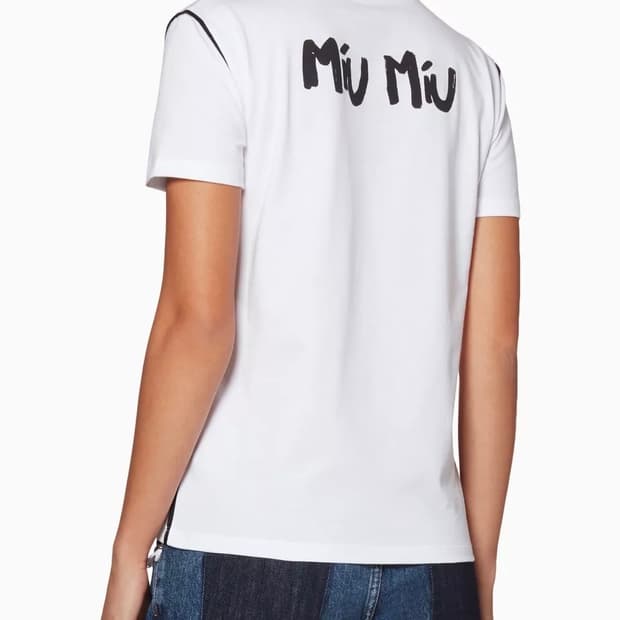 miu miu 백로고 포인트 티셔츠