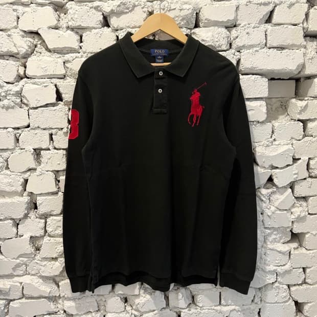 폴로랄프로렌 빅포니 긴팔 카라 티 블랙 레드포니