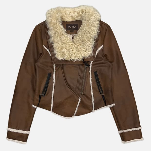 wool fur shearling rider jacket