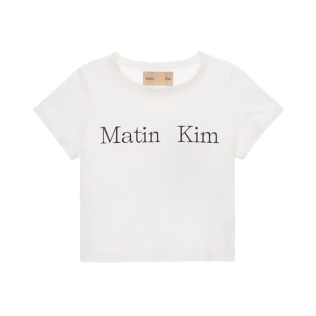 MATIN KIM LOGO SILKET CROP TOP 마뗑킴 크롭 반팔