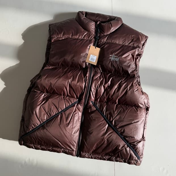 [XXL] 스투시 마이크로 립스탑 다운베스트_브라운