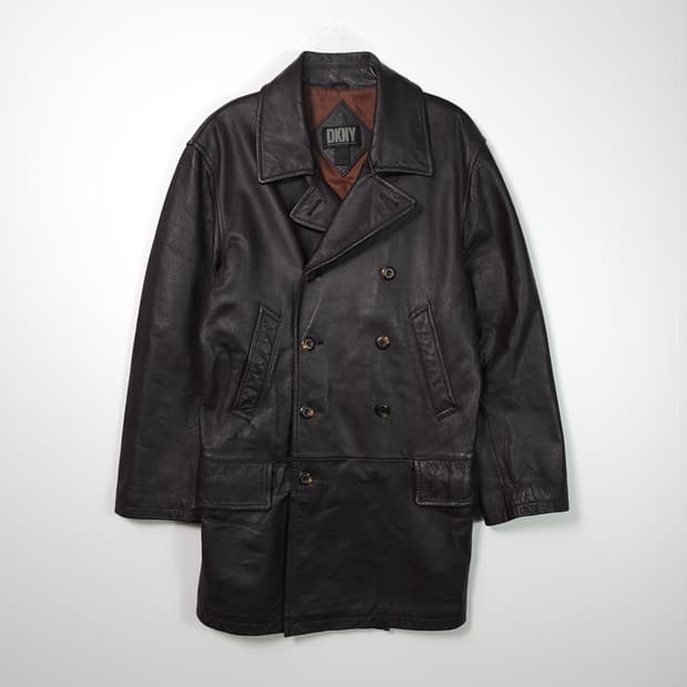 DKNY 리얼레더 더블 코트 S