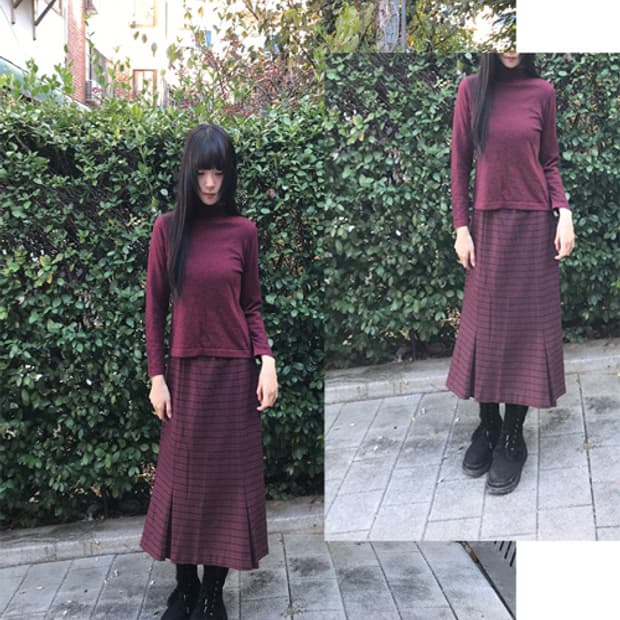 Wool Check Mermaid Skirt