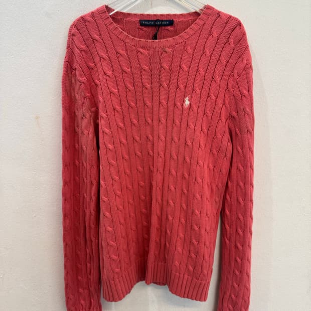 Polo Ralph Lauren red cotton cable knit 