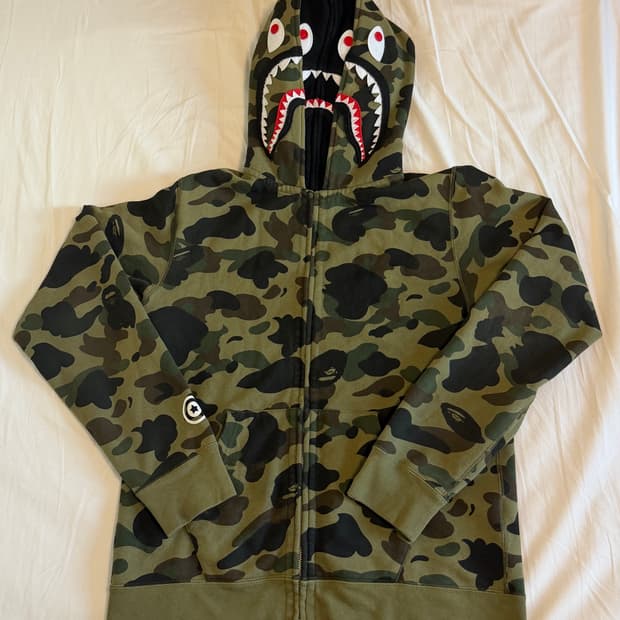 정품 베이프 더블샤크 후드집업 m