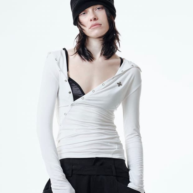 2000아카이브스 RO DRAPED HOODIE (WHITE) 