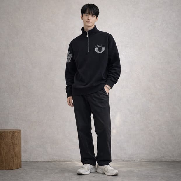 CLOUD72 Y2K 스트릿 하프집업 맨투맨