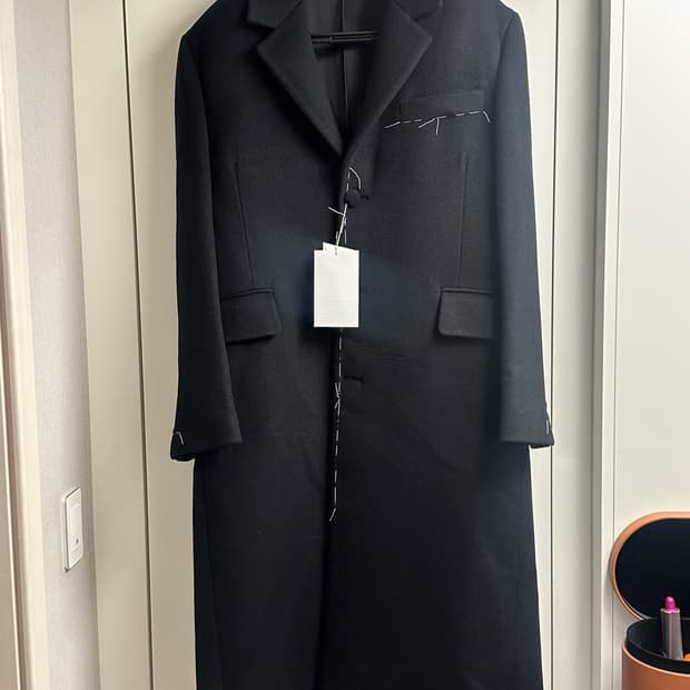 [L] stu 핸드 스티치 싱글 코트 블랙