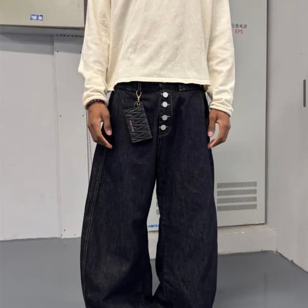 Steepc 버튼 커브드 데님