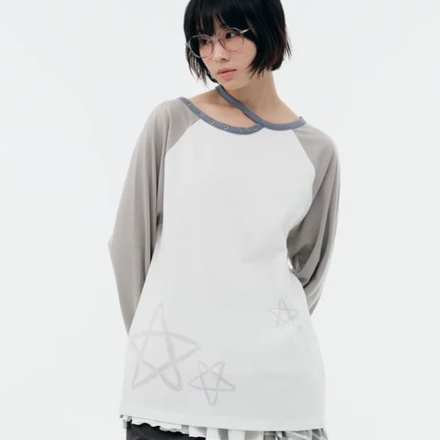 뚜오미오 CUT-OUT STAR LONG SLEEVES [WHITE]