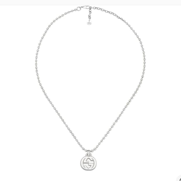구찌 인터로킹 G펜던트 네클리스 실버
