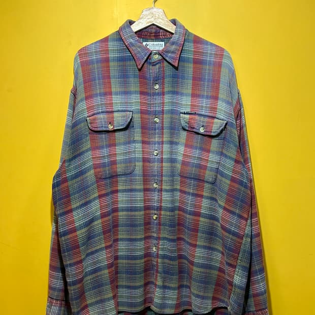 90s [XL] 올드 콜롬비아 빈티지 체크 플란넬 셔츠