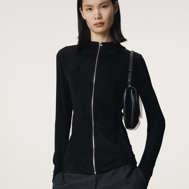 렉토 RECTO 시아 저지 피티드 집업 후디 블랙