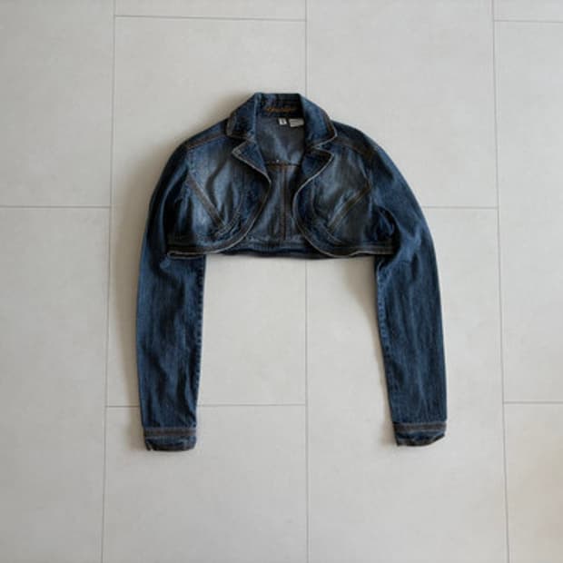 washed denim bolero jacket