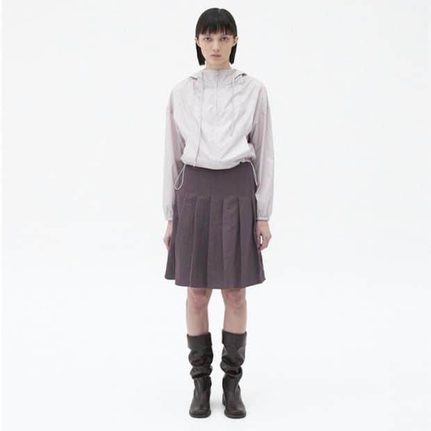 버뮬라 미디 플리츠 스커트 퍼플