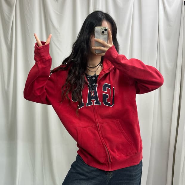 Gap red hood zip-up