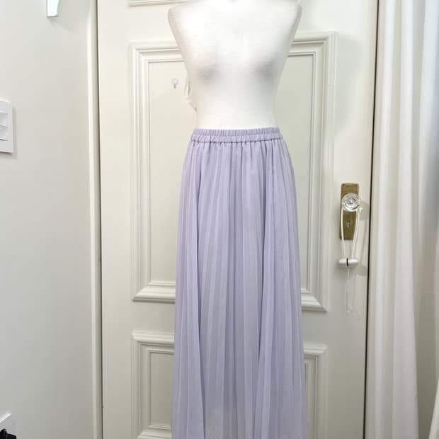 lavender pleats banding long skirt