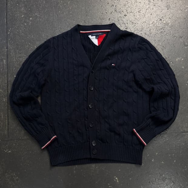 95 타미힐피거 꽈배기 니트 가디건 
