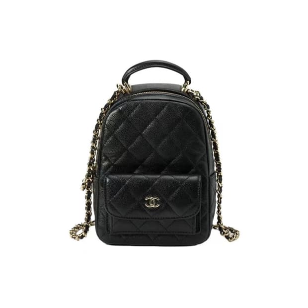 [OS] 샤넬 클래식 폰 홀더 체인 샤이니 카프스킨 & 골드 메탈 블랙