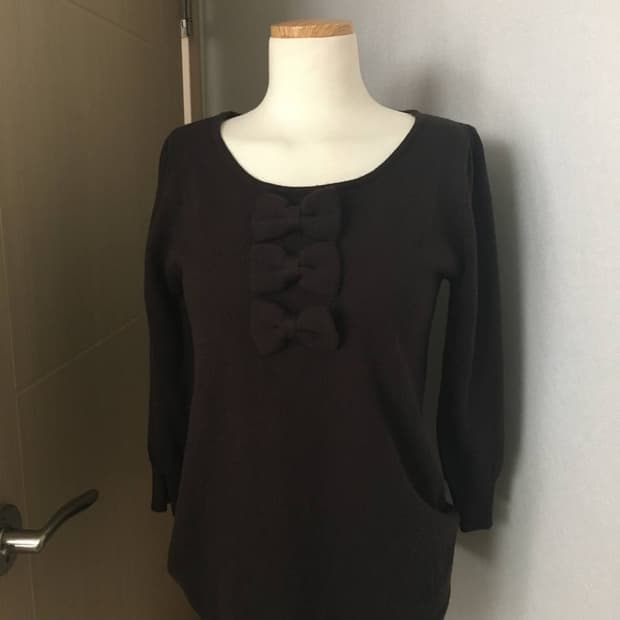 일본빈티지 리본 다크브라운 니트 꼼데 코스 미니멀